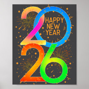 Poster Feliz Ano Novo 2026 Cor P Véspera de Ano Novo Home