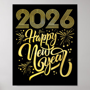 Poster Feliz ano novo 2026 Fireworks