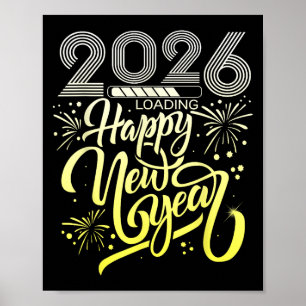 Poster Feliz ano novo 2026 Fireworks Carregando Anos novo