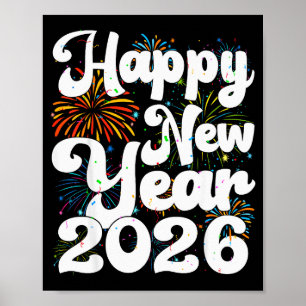 Poster Feliz Ano Novo 2026 Nye Fogos de Artifício Legal A