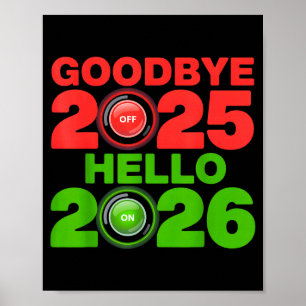 Poster Feliz Ano Novo 2026 Tchau 2025 Olá 2026 