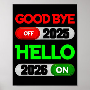 Poster Feliz Ano Novo 2026 Tchau 2025 Olá 2026 