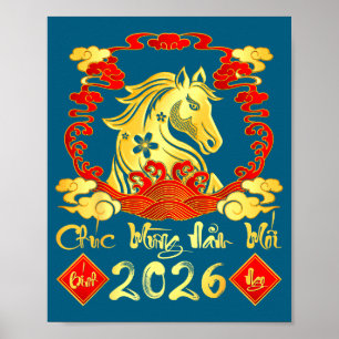 Poster Feliz Ano Novo 2026 Tet Ano Novo Lunar Vietnamita