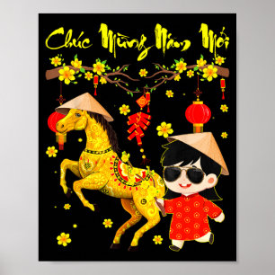 Poster Feliz Ano Novo Binh Ngo Tet 2026 Garota Vietnamita