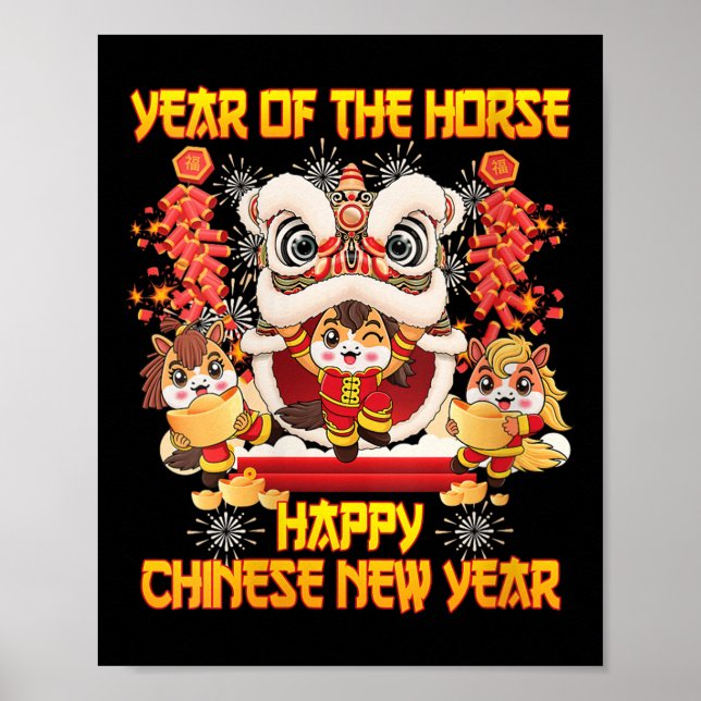 Poster Feliz Ano Novo Chinês 2026 Ano Da Hora (Frente)