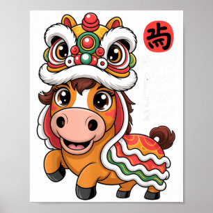 Poster Feliz Ano Novo Chinês 2026 Ano Do Cavalo Drag