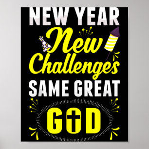Poster Feliz Ano Novo Cristão Novos Desafios Mesmo Grande