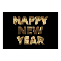 Feliz ano novo de Texto Preto e Dourado