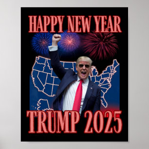 Poster Feliz ano novo De Trump Cute 2025 45 47 Outlaw Won