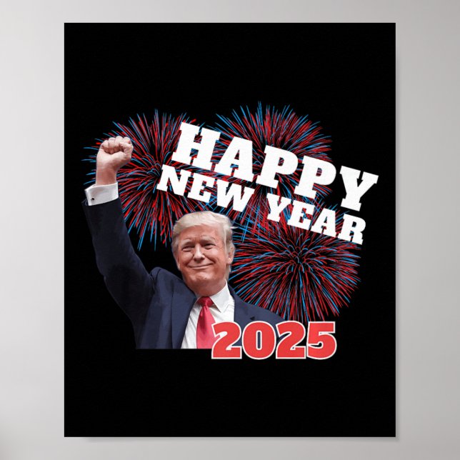 Poster Feliz ano novo de Trump Patriótico 2025 Conservado (Frente)