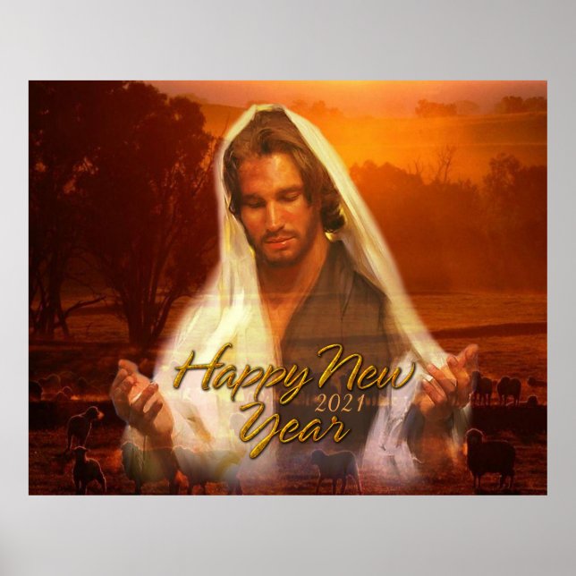 Poster feliz ano novo Jesus 2021 (Frente)