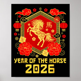 Poster Feliz Ano Novo Lunar Chinês do Cavalo 2026 Zod