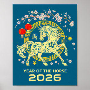 Poster Feliz Ano Novo Lunar Chinês Do Cavalo 2026 Zod