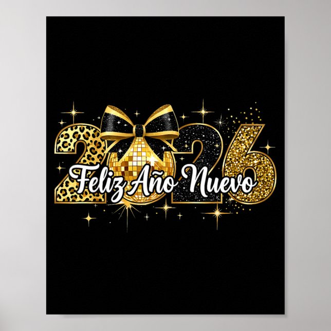 Poster Feliz Año Nuevo 2026 Disco Ball Happy New Year  (Frente)