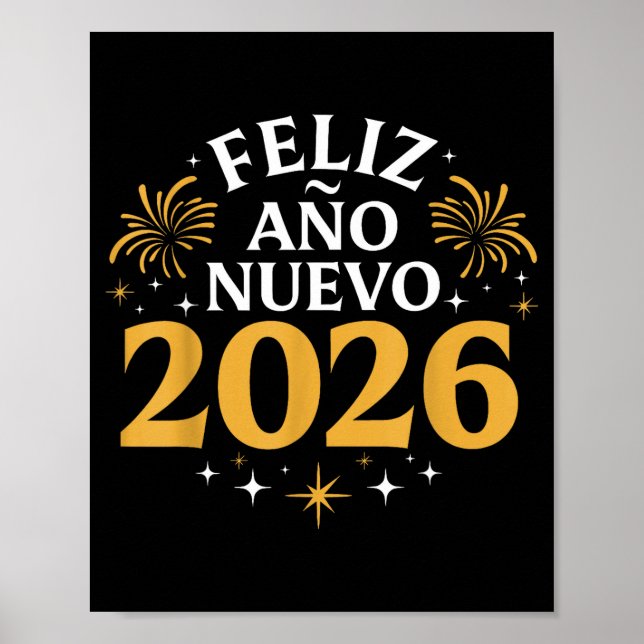 Poster Feliz Año Nuevo 2026 Spanish New Years Eve Party  (Frente)