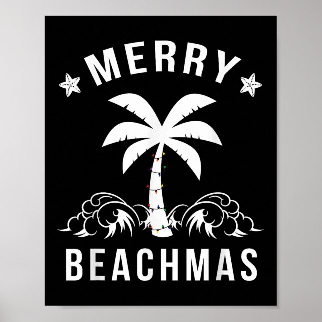 Poster Feliz Beachmas Palm Tree Natal (Frente)