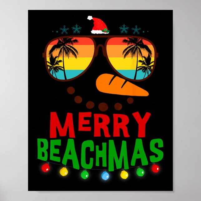 Poster Feliz Beachmas Tropical Natal Havaí Snowman B (Frente)