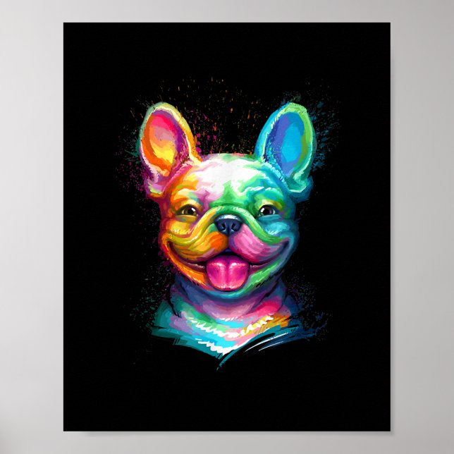 Poster Feliz Bulldog Francês Sorrindo Cara (Frente)