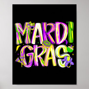 Poster Feliz Carnaval de Mardi Gras Terça-Feira Gorda Hom