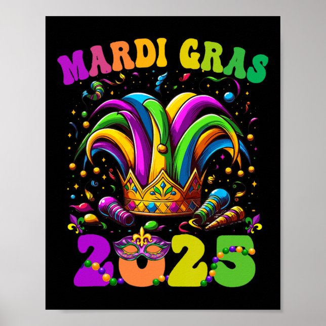 Poster Feliz Carnaval Mardi Gras Mardi Gras 2025 Jester O (Frente)