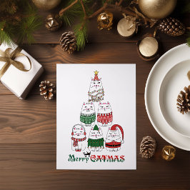 Poster Feliz Catmas Engraçado Árvore de Natal