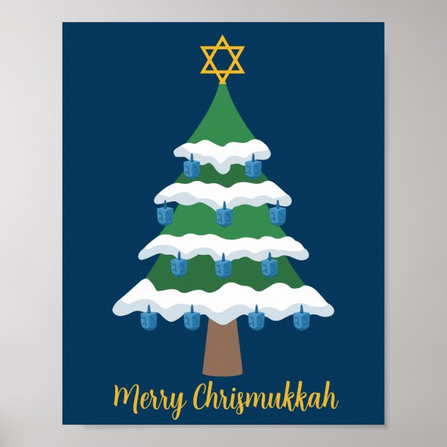 Poster Feliz Chrismukkah Cute Hanukkah Natal (Frente)