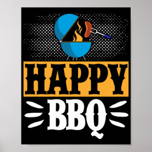 Poster Feliz CHURRASCO Fumante Grill Barbecue — Grelha 