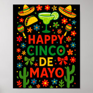Poster Feliz cinco de maio - festa mexicana fiesta cacto