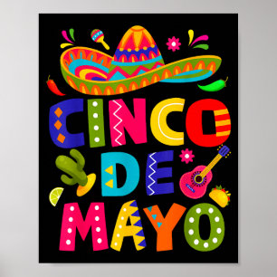 Poster Feliz cinco de maio mexicano chapéu margarita