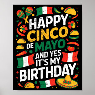 Poster Feliz cinco de mayo aniversário tacos crianças hom