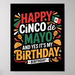 Poster Feliz Cinco De Mayo Aniversário Tacos Homens Mulhe