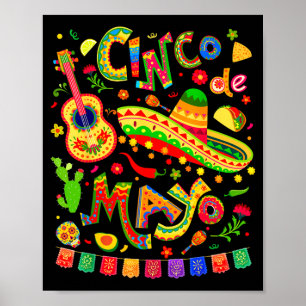 Poster Feliz cinco de mayo festa mexicana partido 5 de ma