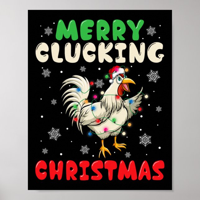 Poster Feliz Cluckin Natal Engraçado Papais noeis de fran (Frente)
