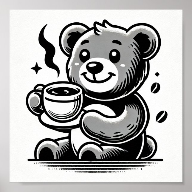 Poster Feliz com café (Frente)