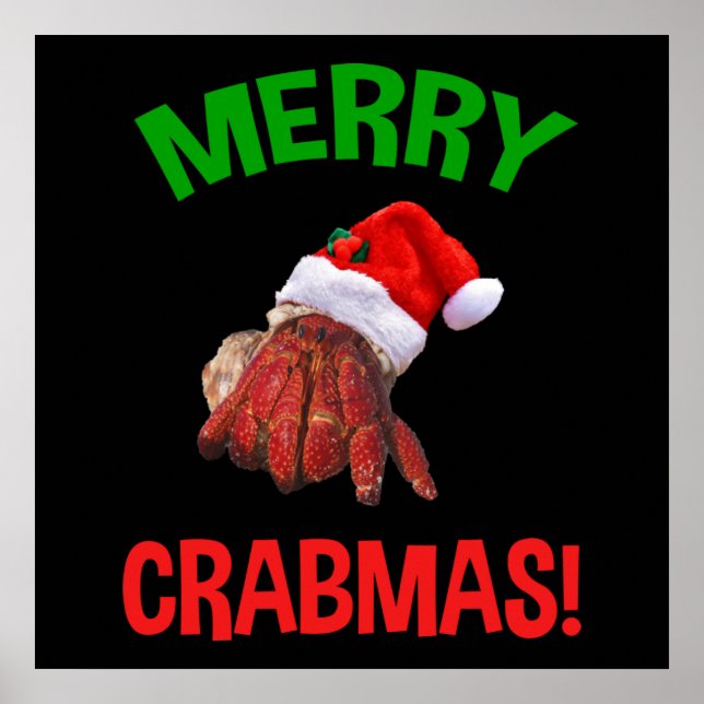 Poster Feliz Crabmas! Engraçado Natal Hermit Crab Lover (Frente)