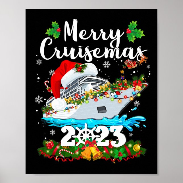 Poster Feliz Cruisemas 2023 Papais noeis de Natal Reindee (Frente)