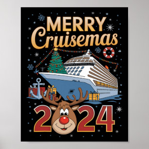 Poster Feliz Cruisemas 2024 Cruise Christmas Rudolph Xmas