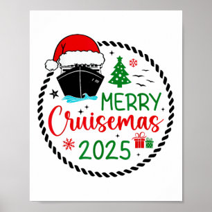 Poster Feliz Cruisemas Santa Hat Cruise Navio de Natal