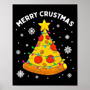 Poster Feliz Crustmas Pizza Árvore de Natal Presentes de 