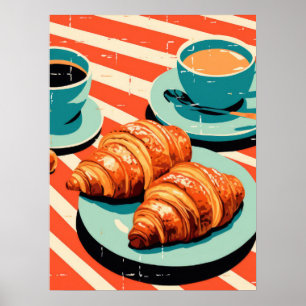 Poster Feliz da Manhã: Croissants e Café