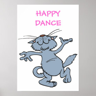 Pôster Feliz Dança Engraçada Gato Dançante