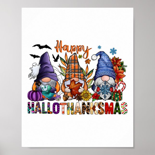 Poster Feliz de Ação de Graças dos Gnomos do Hallothanksm (Frente)