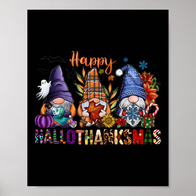 Poster Feliz de Ação de Graças dos Gnomos do Hallothanksm (Frente)