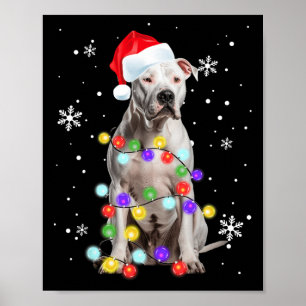 Poster Feliz de Cachorros Papais noeis Pitbull Natal T