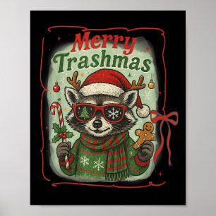 Poster Feliz de Coquette Trashmas Raccoon Cu Natal