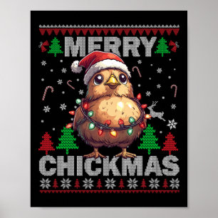 Poster Feliz De Fickmas Engraçado Natal De Frango Feio Pa