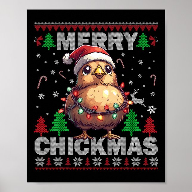 Poster Feliz De Fickmas Engraçado Natal De Frango Feio Pa (Frente)