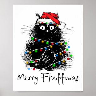 Poster Feliz de gato Fluffmas Gato de Natal do Pão
