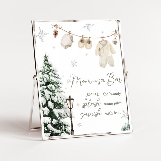 Poster Feliz de inverno Pequenas roupas de bebê Mãe Bar d (Merry Little Winter Baby Clothes Baby Shower Mom Osa Bar Sign)