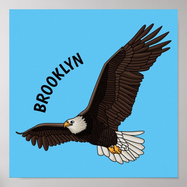 Poster Feliz desenho animado de águia-calva voadora (Frente)